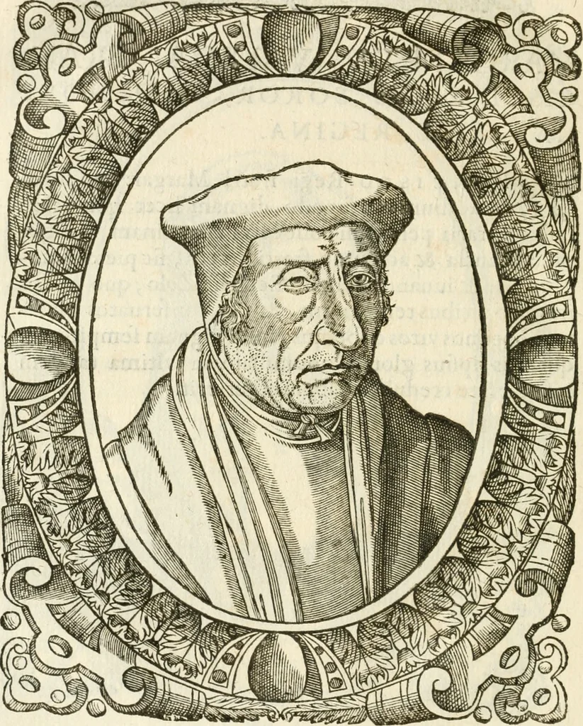 An illustration from Icones, id est, Verae imagines virorvm doctrina simvl et pietate illvstrivm, qvorvm praecipuè ministerio partim bonarum literarum studia sunt restituta, partim vera religio in variis orbis christiani regionibus, nostra patrúmque memoria fuit instaurata: additis eorundem vitae & operae descriptionibus, quibus adiectae sunt nonnullae picturae quas emblemata vocant, 1580, leaf 165