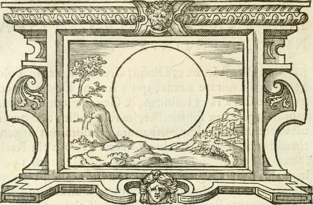 An illustration from Icones, id est, Verae imagines virorvm doctrina simvl et pietate illvstrivm, qvorvm praecipuè ministerio partim bonarum literarum studia sunt restituta, partim vera religio in variis orbis christiani regionibus, nostra patrúmque memoria fuit instaurata: additis eorundem vitae & operae descriptionibus, quibus adiectae sunt nonnullae picturae quas emblemata vocant, 1580, leaf 277
