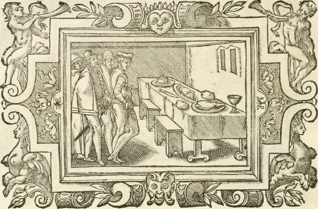 An illustration from Icones, id est, Verae imagines virorvm doctrina simvl et pietate illvstrivm, qvorvm praecipuè ministerio partim bonarum literarum studia sunt restituta, partim vera religio in variis orbis christiani regionibus, nostra patrúmque memoria fuit instaurata: additis eorundem vitae & operae descriptionibus, quibus adiectae sunt nonnullae picturae quas emblemata vocant, 1580, leaf 283