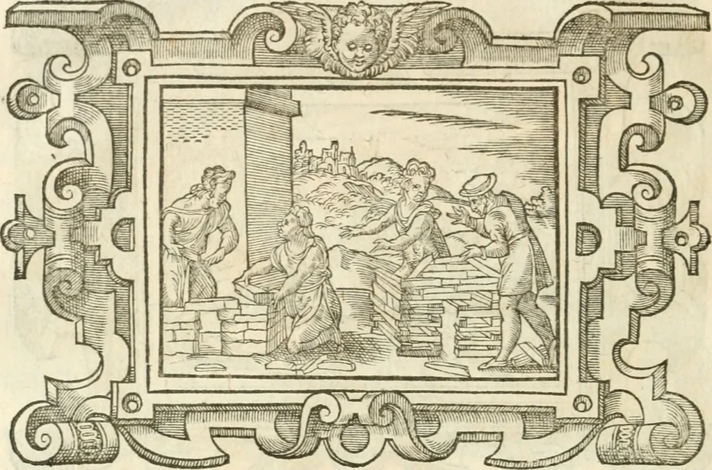 An illustration from Icones, id est, Verae imagines virorvm doctrina simvl et pietate illvstrivm, qvorvm praecipuè ministerio partim bonarum literarum studia sunt restituta, partim vera religio in variis orbis christiani regionibus, nostra patrúmque memoria fuit instaurata: additis eorundem vitae & operae descriptionibus, quibus adiectae sunt nonnullae picturae quas emblemata vocant, 1580, leaf 303