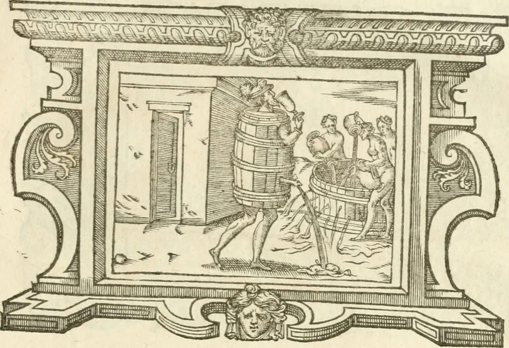 An illustration from Icones, id est, Verae imagines virorvm doctrina simvl et pietate illvstrivm, qvorvm praecipuè ministerio partim bonarum literarum studia sunt restituta, partim vera religio in variis orbis christiani regionibus, nostra patrúmque memoria fuit instaurata: additis eorundem vitae & operae descriptionibus, quibus adiectae sunt nonnullae picturae quas emblemata vocant, 1580, leaf 314