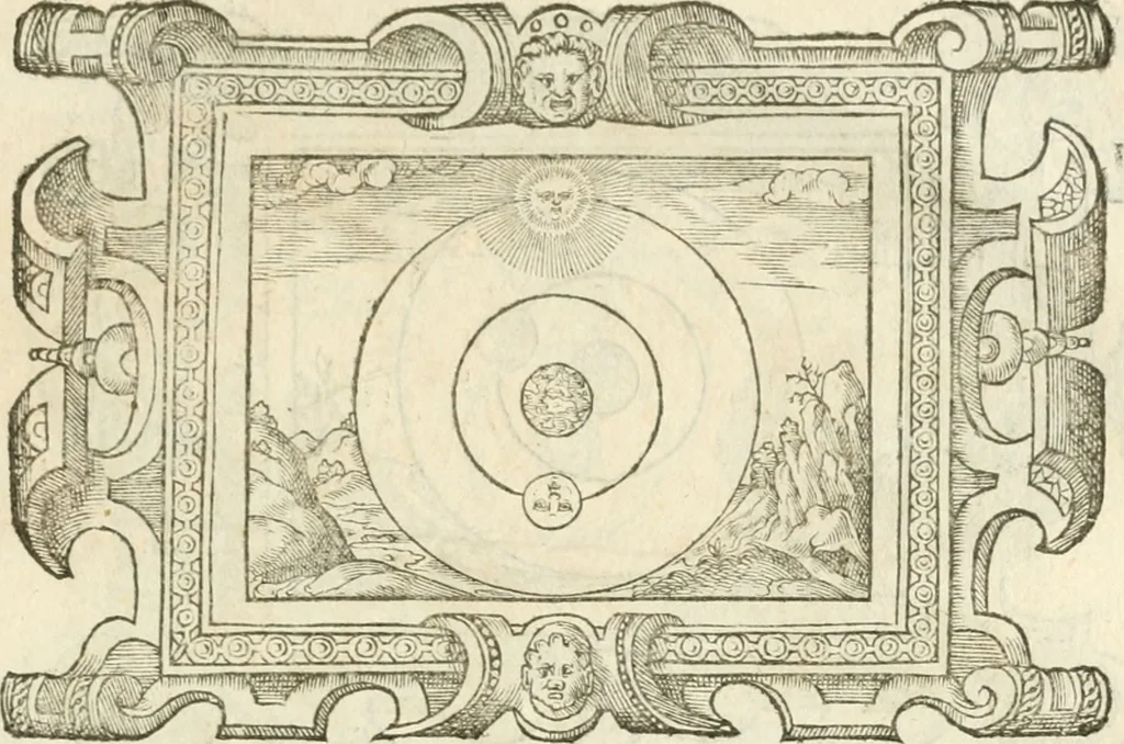 An illustration from Icones, id est, Verae imagines virorvm doctrina simvl et pietate illvstrivm, qvorvm praecipuè ministerio partim bonarum literarum studia sunt restituta, partim vera religio in variis orbis christiani regionibus, nostra patrúmque memoria fuit instaurata: additis eorundem vitae & operae descriptionibus, quibus adiectae sunt nonnullae picturae quas emblemata vocant, 1580, leaf 316
