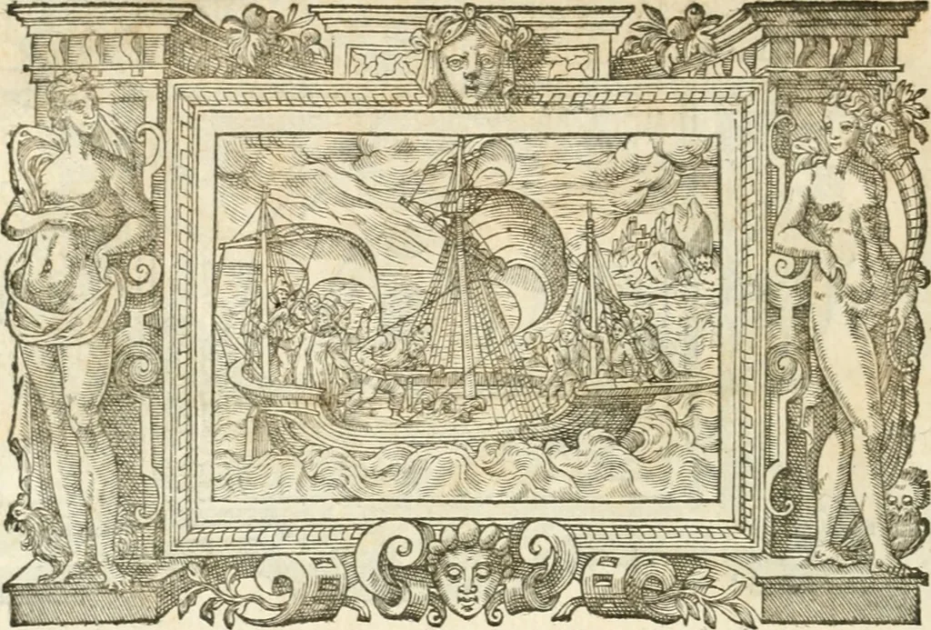An illustration from Icones, id est, Verae imagines virorvm doctrina simvl et pietate illvstrivm, qvorvm praecipuè ministerio partim bonarum literarum studia sunt restituta, partim vera religio in variis orbis christiani regionibus, nostra patrúmque memoria fuit instaurata: additis eorundem vitae & operae descriptionibus, quibus adiectae sunt nonnullae picturae quas emblemata vocant, 1580, leaf 319
