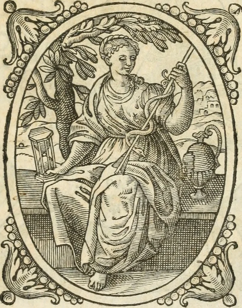 An illustration from Icones, id est, Verae imagines virorvm doctrina simvl et pietate illvstrivm, qvorvm praecipuè ministerio partim bonarum literarum studia sunt restituta, partim vera religio in variis orbis christiani regionibus, nostra patrúmque memoria fuit instaurata: additis eorundem vitae & operae descriptionibus, quibus adiectae sunt nonnullae picturae quas emblemata vocant, 1580, leaf 8