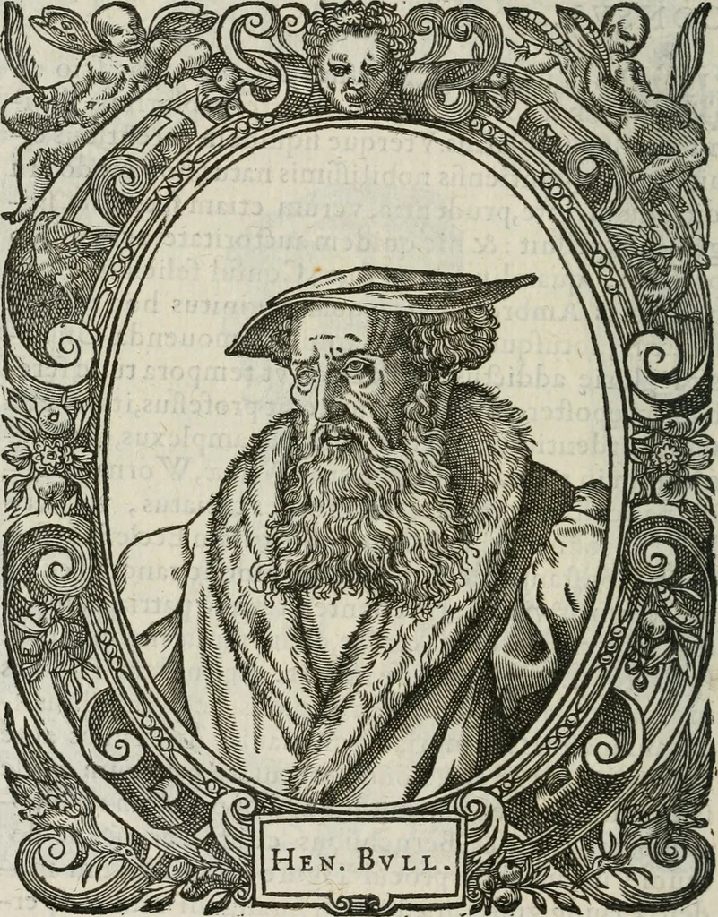 An illustration from Icones, id est, Verae imagines virorum doctrina simul et pietate illustrium, : quorum praecipuè ministerio partim bonarum literarum studia sunt restituta, partim vera religio in variis orbis Christiani regionibus, nostra patrúmque memoria fuit instaurata : additis eorundem vitae & operae descriptionibus, quibus adiectae sunt nonnullae picturae quas emblemata vocant., 1580, leaf 115