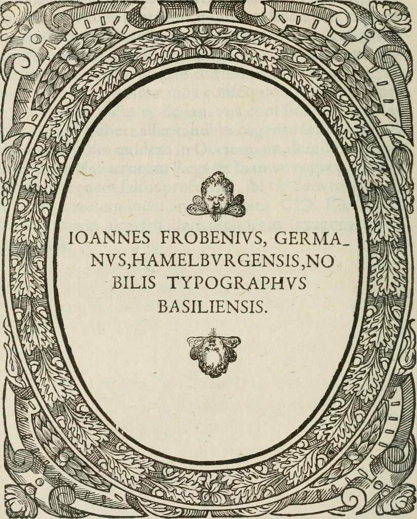 An illustration from Icones, id est, Verae imagines virorum doctrina simul et pietate illustrium, : quorum praecipuè ministerio partim bonarum literarum studia sunt restituta, partim vera religio in variis orbis Christiani regionibus, nostra patrúmque memoria fuit instaurata : additis eorundem vitae & operae descriptionibus, quibus adiectae sunt nonnullae picturae quas emblemata vocant., 1580, leaf 155