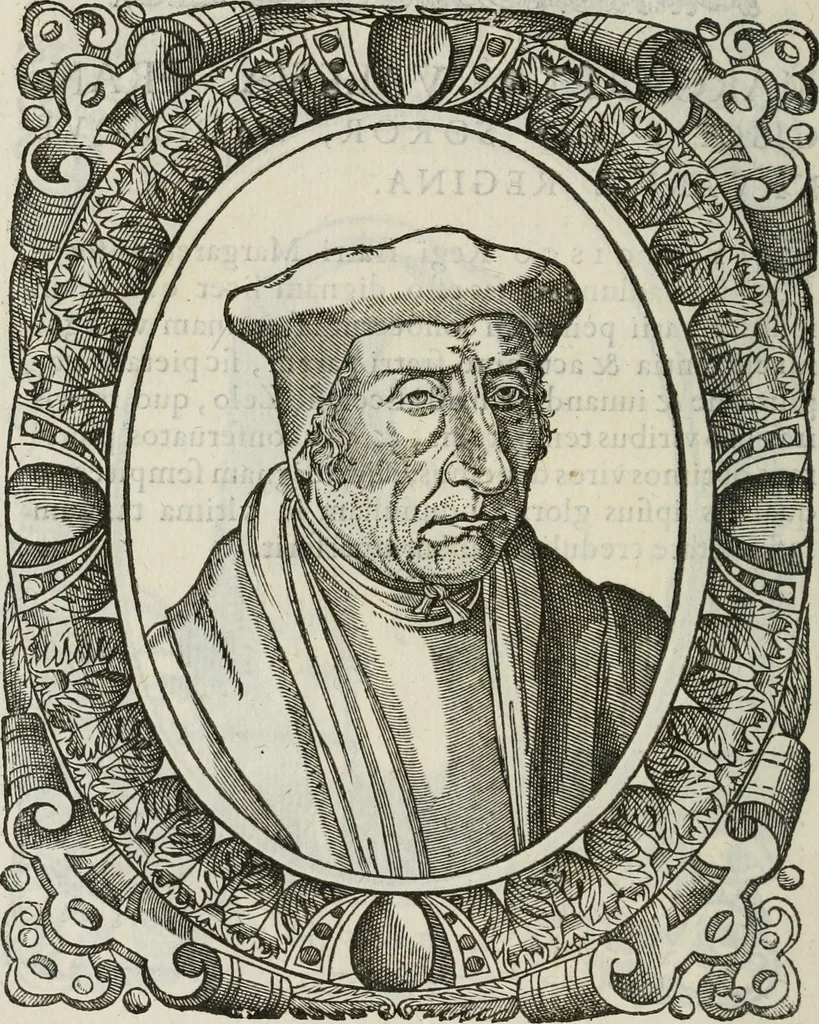 An illustration from Icones, id est, Verae imagines virorum doctrina simul et pietate illustrium, : quorum praecipuè ministerio partim bonarum literarum studia sunt restituta, partim vera religio in variis orbis Christiani regionibus, nostra patrúmque memoria fuit instaurata : additis eorundem vitae & operae descriptionibus, quibus adiectae sunt nonnullae picturae quas emblemata vocant., 1580, leaf 163