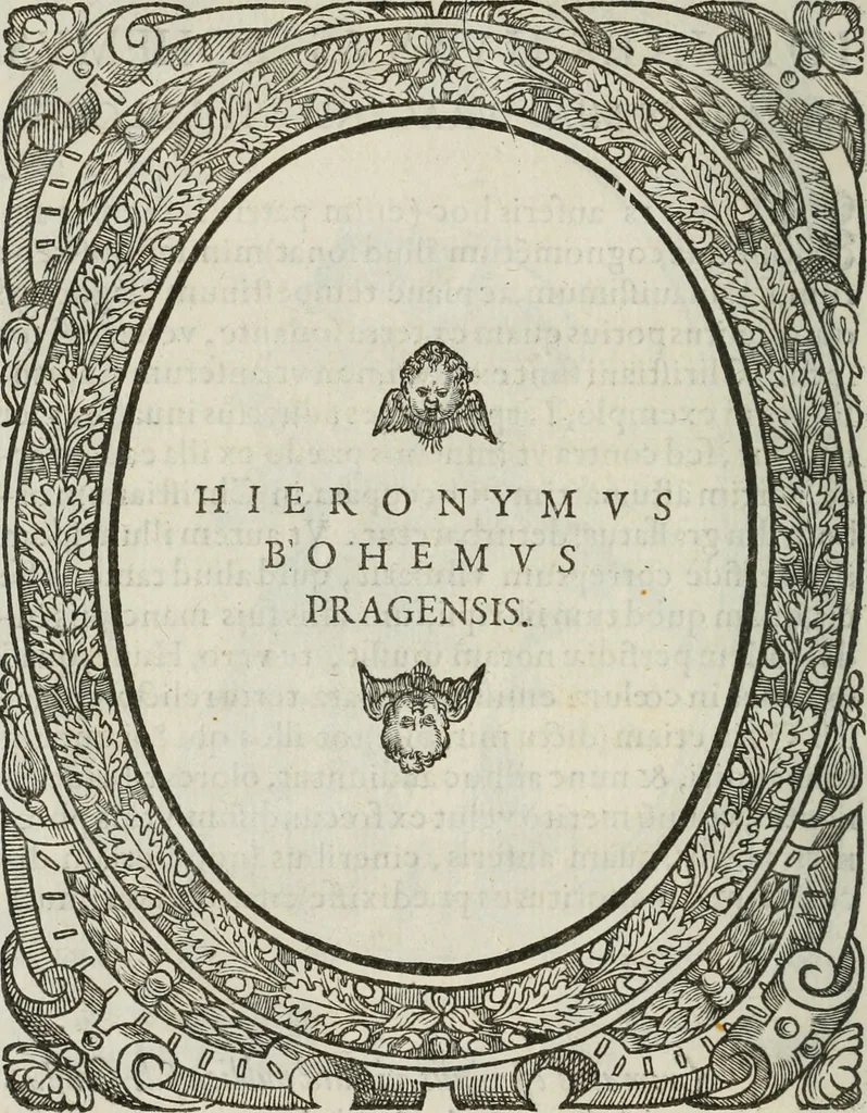 An illustration from Icones, id est, Verae imagines virorum doctrina simul et pietate illustrium, : quorum praecipuè ministerio partim bonarum literarum studia sunt restituta, partim vera religio in variis orbis Christiani regionibus, nostra patrúmque memoria fuit instaurata : additis eorundem vitae & operae descriptionibus, quibus adiectae sunt nonnullae picturae quas emblemata vocant., 1580, leaf 19
