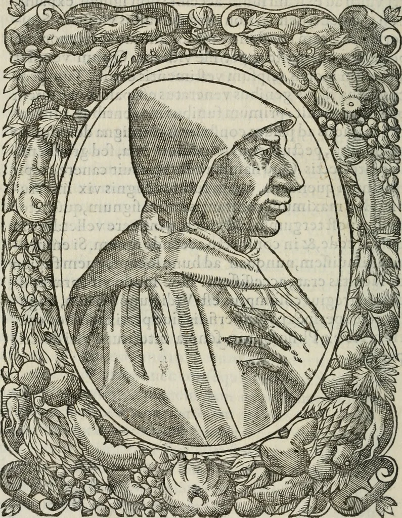 An illustration from Icones, id est, Verae imagines virorum doctrina simul et pietate illustrium, : quorum praecipuè ministerio partim bonarum literarum studia sunt restituta, partim vera religio in variis orbis Christiani regionibus, nostra patrúmque memoria fuit instaurata : additis eorundem vitae & operae descriptionibus, quibus adiectae sunt nonnullae picturae quas emblemata vocant., 1580, leaf 27