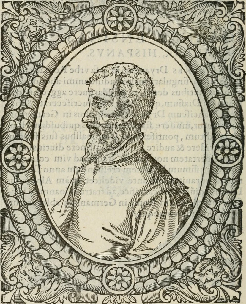 An illustration from Icones, id est, Verae imagines virorum doctrina simul et pietate illustrium, : quorum praecipuè ministerio partim bonarum literarum studia sunt restituta, partim vera religio in variis orbis Christiani regionibus, nostra patrúmque memoria fuit instaurata : additis eorundem vitae & operae descriptionibus, quibus adiectae sunt nonnullae picturae quas emblemata vocant., 1580, leaf 273