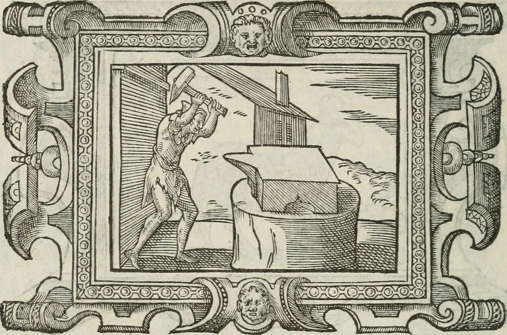An illustration from Icones, id est, Verae imagines virorum doctrina simul et pietate illustrium, : quorum praecipuè ministerio partim bonarum literarum studia sunt restituta, partim vera religio in variis orbis Christiani regionibus, nostra patrúmque memoria fuit instaurata : additis eorundem vitae & operae descriptionibus, quibus adiectae sunt nonnullae picturae quas emblemata vocant., 1580, leaf 279