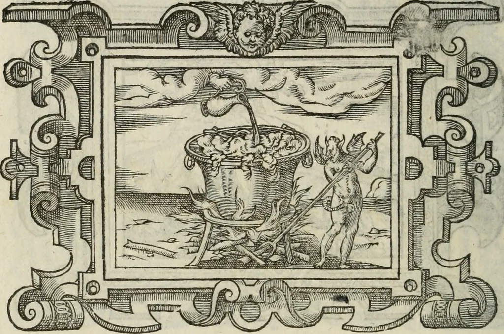 An illustration from Icones, id est, Verae imagines virorum doctrina simul et pietate illustrium, : quorum praecipuè ministerio partim bonarum literarum studia sunt restituta, partim vera religio in variis orbis Christiani regionibus, nostra patrúmque memoria fuit instaurata : additis eorundem vitae & operae descriptionibus, quibus adiectae sunt nonnullae picturae quas emblemata vocant., 1580, leaf 309