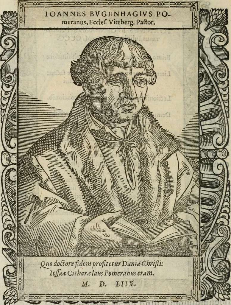 An illustration from Icones, id est, Verae imagines virorum doctrina simul et pietate illustrium, : quorum praecipuè ministerio partim bonarum literarum studia sunt restituta, partim vera religio in variis orbis Christiani regionibus, nostra patrúmque memoria fuit instaurata : additis eorundem vitae & operae descriptionibus, quibus adiectae sunt nonnullae picturae quas emblemata vocant., 1580, leaf 45