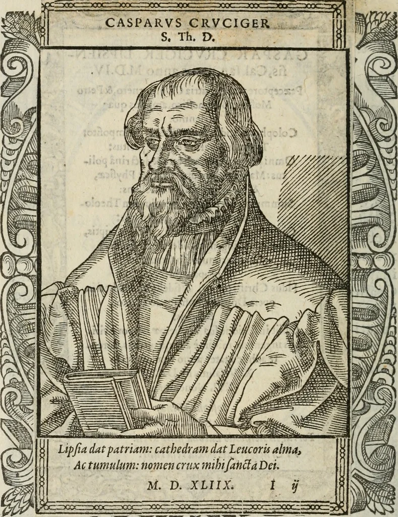 An illustration from Icones, id est, Verae imagines virorum doctrina simul et pietate illustrium, : quorum praecipuè ministerio partim bonarum literarum studia sunt restituta, partim vera religio in variis orbis Christiani regionibus, nostra patrúmque memoria fuit instaurata : additis eorundem vitae & operae descriptionibus, quibus adiectae sunt nonnullae picturae quas emblemata vocant., 1580, leaf 51