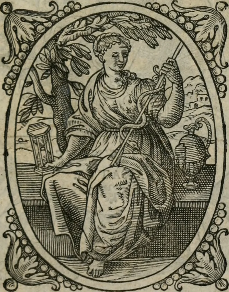 An illustration from Icones, id est, Verae imagines virorum doctrina simul et pietate illustrium, : quorum praecipuè ministerio partim bonarum literarum studia sunt restituta, partim vera religio in variis orbis Christiani regionibus, nostra patrúmque memoria fuit instaurata : additis eorundem vitae & operae descriptionibus, quibus adiectae sunt nonnullae picturae quas emblemata vocant., 1580, leaf 6