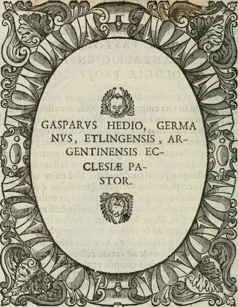 An illustration from Icones, id est, Verae imagines virorum doctrina simul et pietate illustrium, : quorum praecipuè ministerio partim bonarum literarum studia sunt restituta, partim vera religio in variis orbis Christiani regionibus, nostra patrúmque memoria fuit instaurata : additis eorundem vitae & operae descriptionibus, quibus adiectae sunt nonnullae picturae quas emblemata vocant., 1580, leaf 67