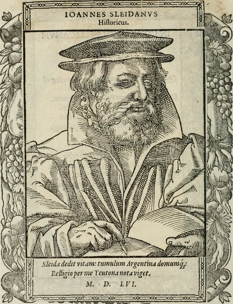 An illustration from Icones, id est, Verae imagines virorum doctrina simul et pietate illustrium, : quorum praecipuè ministerio partim bonarum literarum studia sunt restituta, partim vera religio in variis orbis Christiani regionibus, nostra patrúmque memoria fuit instaurata : additis eorundem vitae & operae descriptionibus, quibus adiectae sunt nonnullae picturae quas emblemata vocant., 1580, leaf 81