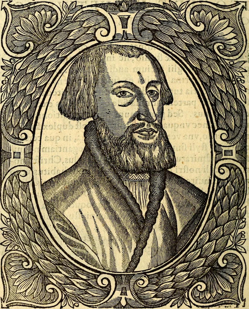 An illustration from Icones, id est verae imagines virorum doctrina simul et pietate illustrium, quorum praecipuè ministerio partim bonarum literarum studia sunt restituta, partim vera religio in variis orbis Christiani regionibus, nostra patrúmque memoria fuit instaurata: additis eorundem vitae & operae descriptionibus, quibus adiectae sunt nonnullae picturae quas emblemata vocant, 1580, leaf 119