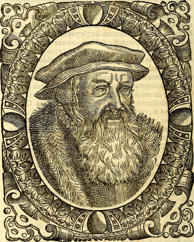 An illustration from Icones, id est verae imagines virorum doctrina simul et pietate illustrium, quorum praecipuè ministerio partim bonarum literarum studia sunt restituta, partim vera religio in variis orbis Christiani regionibus, nostra patrúmque memoria fuit instaurata: additis eorundem vitae & operae descriptionibus, quibus adiectae sunt nonnullae picturae quas emblemata vocant, 1580, leaf 129