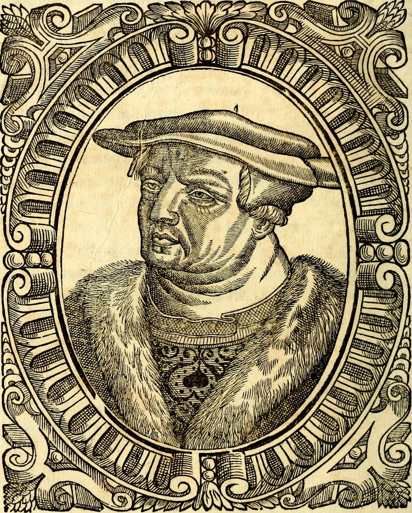 An illustration from Icones, id est verae imagines virorum doctrina simul et pietate illustrium, quorum praecipuè ministerio partim bonarum literarum studia sunt restituta, partim vera religio in variis orbis Christiani regionibus, nostra patrúmque memoria fuit instaurata: additis eorundem vitae & operae descriptionibus, quibus adiectae sunt nonnullae picturae quas emblemata vocant, 1580, leaf 133