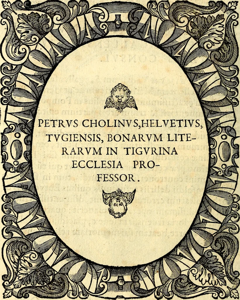 An illustration from Icones, id est verae imagines virorum doctrina simul et pietate illustrium, quorum praecipuè ministerio partim bonarum literarum studia sunt restituta, partim vera religio in variis orbis Christiani regionibus, nostra patrúmque memoria fuit instaurata: additis eorundem vitae & operae descriptionibus, quibus adiectae sunt nonnullae picturae quas emblemata vocant, 1580, leaf 135