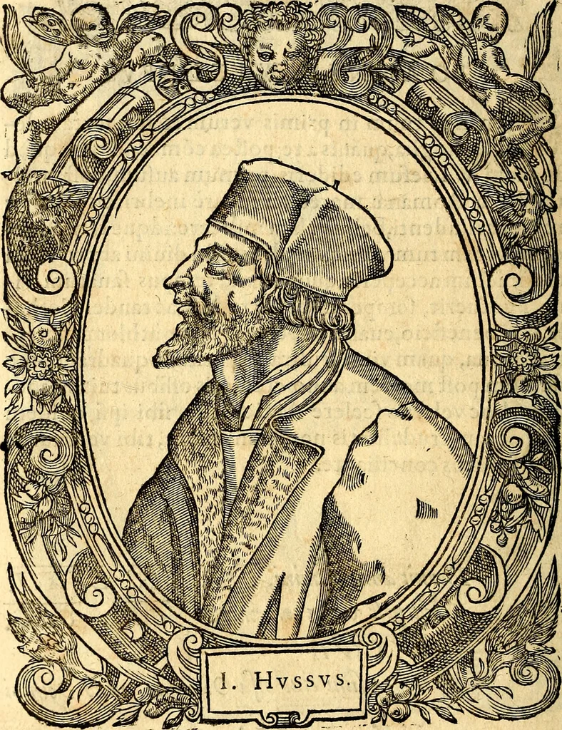 An illustration from Icones, id est verae imagines virorum doctrina simul et pietate illustrium, quorum praecipuè ministerio partim bonarum literarum studia sunt restituta, partim vera religio in variis orbis Christiani regionibus, nostra patrúmque memoria fuit instaurata: additis eorundem vitae & operae descriptionibus, quibus adiectae sunt nonnullae picturae quas emblemata vocant, 1580, leaf 15