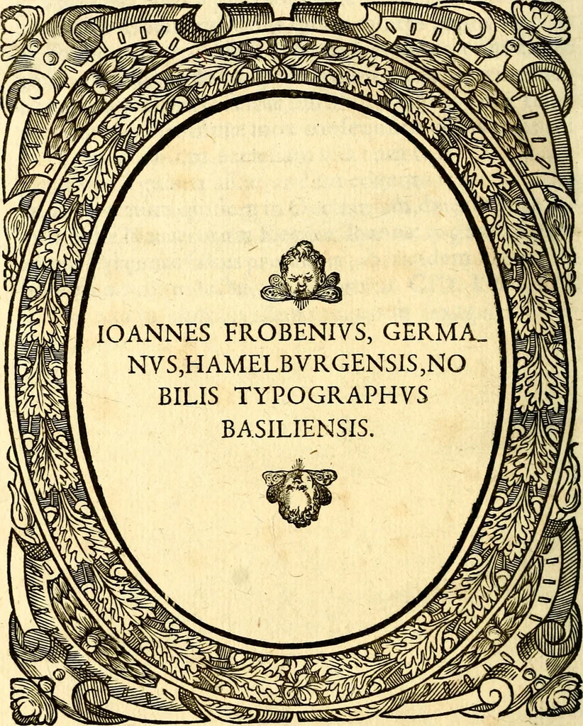 An illustration from Icones, id est verae imagines virorum doctrina simul et pietate illustrium, quorum praecipuè ministerio partim bonarum literarum studia sunt restituta, partim vera religio in variis orbis Christiani regionibus, nostra patrúmque memoria fuit instaurata: additis eorundem vitae & operae descriptionibus, quibus adiectae sunt nonnullae picturae quas emblemata vocant, 1580, leaf 153