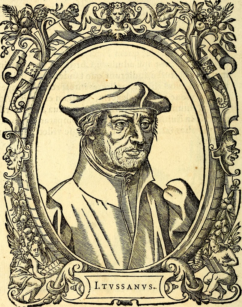 An illustration from Icones, id est verae imagines virorum doctrina simul et pietate illustrium, quorum praecipuè ministerio partim bonarum literarum studia sunt restituta, partim vera religio in variis orbis Christiani regionibus, nostra patrúmque memoria fuit instaurata: additis eorundem vitae & operae descriptionibus, quibus adiectae sunt nonnullae picturae quas emblemata vocant, 1580, leaf 165
