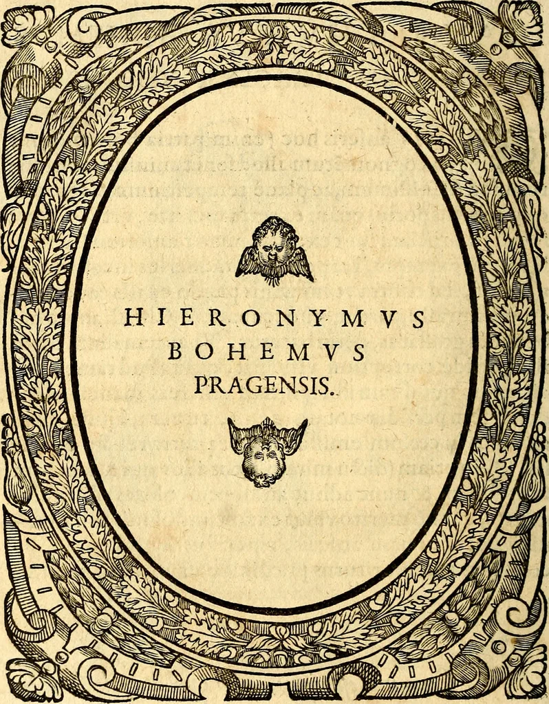 An illustration from Icones, id est verae imagines virorum doctrina simul et pietate illustrium, quorum praecipuè ministerio partim bonarum literarum studia sunt restituta, partim vera religio in variis orbis Christiani regionibus, nostra patrúmque memoria fuit instaurata: additis eorundem vitae & operae descriptionibus, quibus adiectae sunt nonnullae picturae quas emblemata vocant, 1580, leaf 17