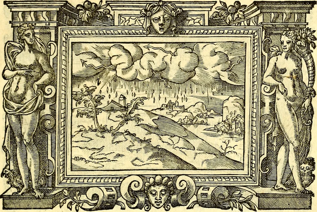 An illustration from Icones, id est verae imagines virorum doctrina simul et pietate illustrium, quorum praecipuè ministerio partim bonarum literarum studia sunt restituta, partim vera religio in variis orbis Christiani regionibus, nostra patrúmque memoria fuit instaurata: additis eorundem vitae & operae descriptionibus, quibus adiectae sunt nonnullae picturae quas emblemata vocant, 1580, leaf 284