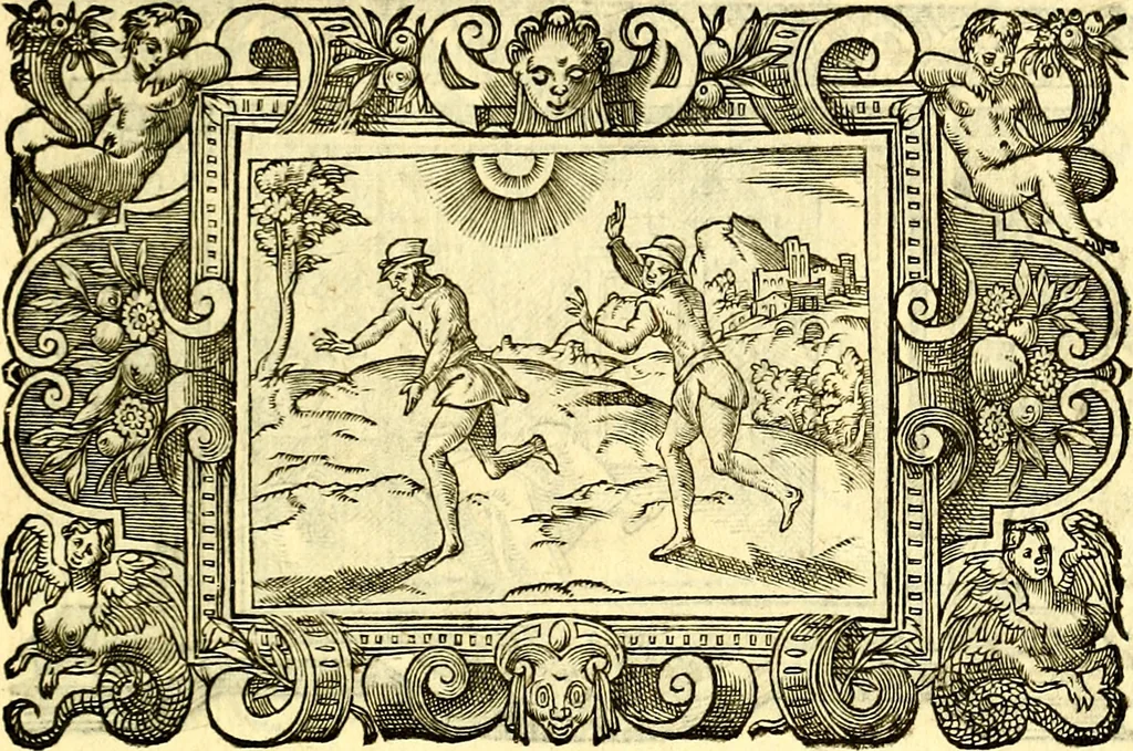 An illustration from Icones, id est verae imagines virorum doctrina simul et pietate illustrium, quorum praecipuè ministerio partim bonarum literarum studia sunt restituta, partim vera religio in variis orbis Christiani regionibus, nostra patrúmque memoria fuit instaurata: additis eorundem vitae & operae descriptionibus, quibus adiectae sunt nonnullae picturae quas emblemata vocant, 1580, leaf 286