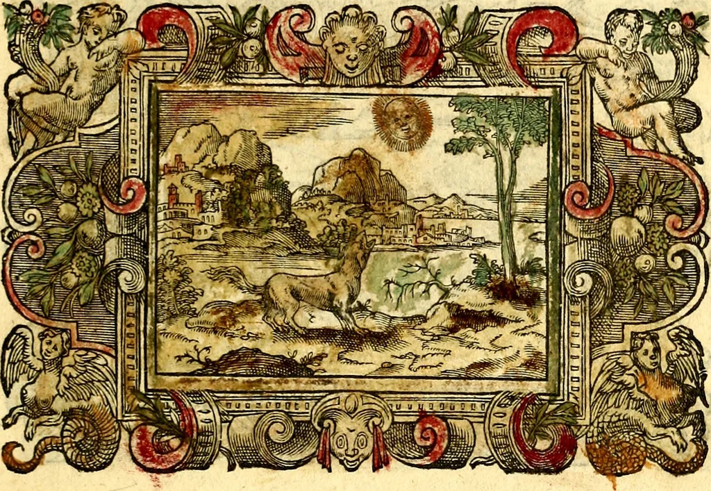 An illustration from Icones, id est verae imagines virorum doctrina simul et pietate illustrium, quorum praecipuè ministerio partim bonarum literarum studia sunt restituta, partim vera religio in variis orbis Christiani regionibus, nostra patrúmque memoria fuit instaurata: additis eorundem vitae & operae descriptionibus, quibus adiectae sunt nonnullae picturae quas emblemata vocant, 1580, leaf 294