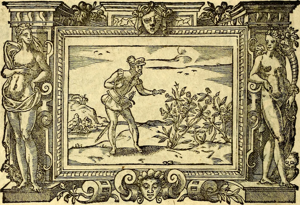 An illustration from Icones, id est verae imagines virorum doctrina simul et pietate illustrium, quorum praecipuè ministerio partim bonarum literarum studia sunt restituta, partim vera religio in variis orbis Christiani regionibus, nostra patrúmque memoria fuit instaurata: additis eorundem vitae & operae descriptionibus, quibus adiectae sunt nonnullae picturae quas emblemata vocant, 1580, leaf 305