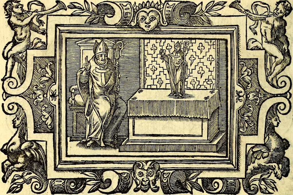 An illustration from Icones, id est verae imagines virorum doctrina simul et pietate illustrium, quorum praecipuè ministerio partim bonarum literarum studia sunt restituta, partim vera religio in variis orbis Christiani regionibus, nostra patrúmque memoria fuit instaurata: additis eorundem vitae & operae descriptionibus, quibus adiectae sunt nonnullae picturae quas emblemata vocant, 1580, leaf 309