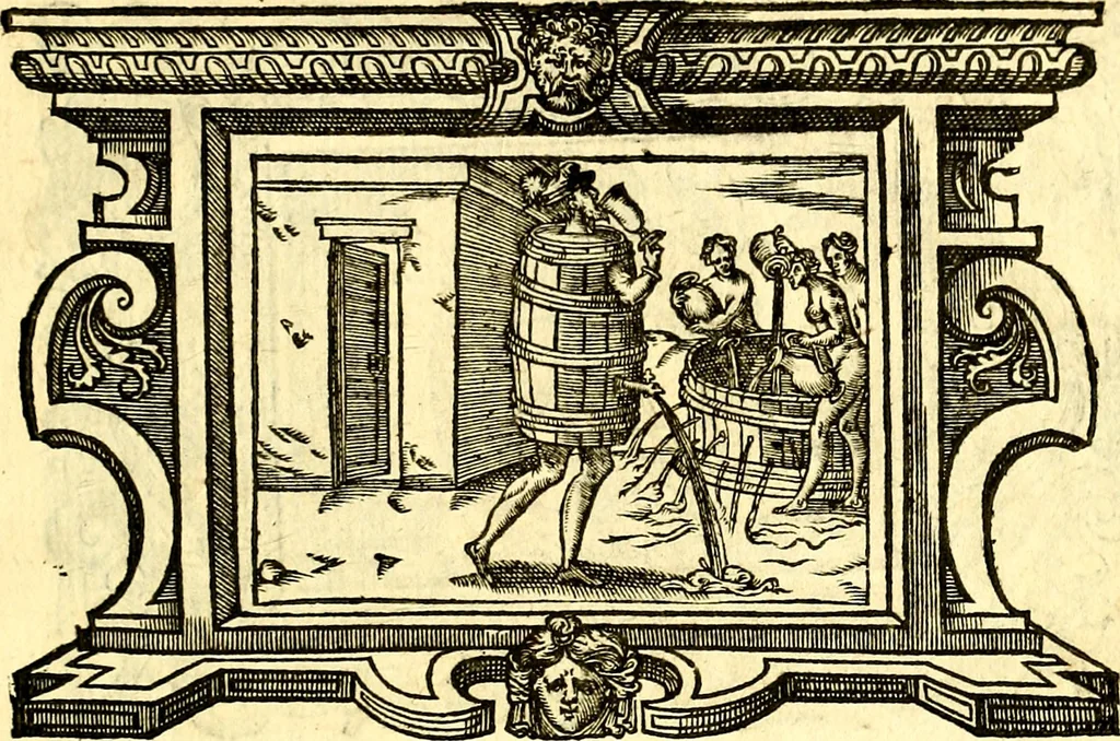 An illustration from Icones, id est verae imagines virorum doctrina simul et pietate illustrium, quorum praecipuè ministerio partim bonarum literarum studia sunt restituta, partim vera religio in variis orbis Christiani regionibus, nostra patrúmque memoria fuit instaurata: additis eorundem vitae & operae descriptionibus, quibus adiectae sunt nonnullae picturae quas emblemata vocant, 1580, leaf 310
