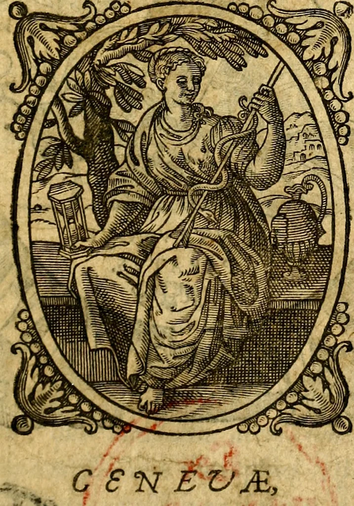 An illustration from Icones, id est verae imagines virorum doctrina simul et pietate illustrium, quorum praecipuè ministerio partim bonarum literarum studia sunt restituta, partim vera religio in variis orbis Christiani regionibus, nostra patrúmque memoria fuit instaurata: additis eorundem vitae & operae descriptionibus, quibus adiectae sunt nonnullae picturae quas emblemata vocant, 1580, leaf 4