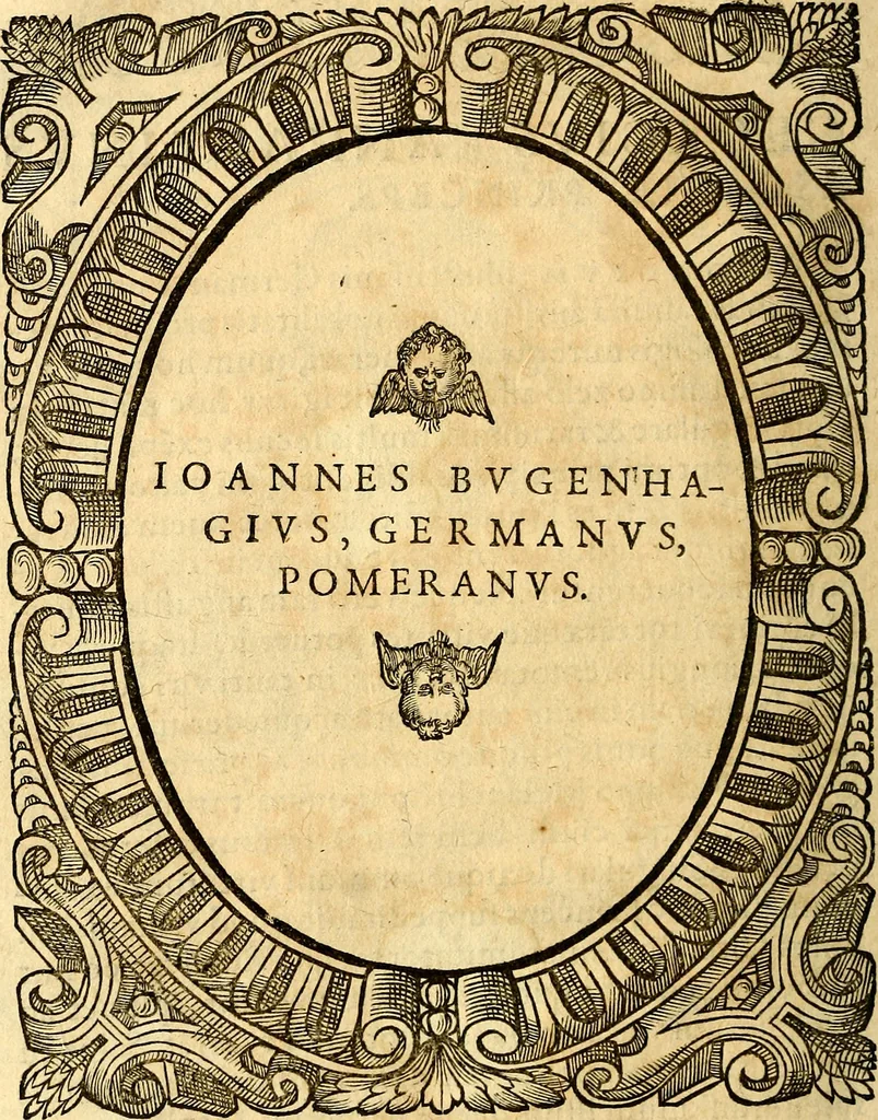 An illustration from Icones, id est verae imagines virorum doctrina simul et pietate illustrium, quorum praecipuè ministerio partim bonarum literarum studia sunt restituta, partim vera religio in variis orbis Christiani regionibus, nostra patrúmque memoria fuit instaurata: additis eorundem vitae & operae descriptionibus, quibus adiectae sunt nonnullae picturae quas emblemata vocant, 1580, leaf 43