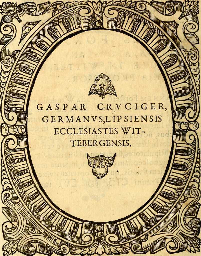 An illustration from Icones, id est verae imagines virorum doctrina simul et pietate illustrium, quorum praecipuè ministerio partim bonarum literarum studia sunt restituta, partim vera religio in variis orbis Christiani regionibus, nostra patrúmque memoria fuit instaurata: additis eorundem vitae & operae descriptionibus, quibus adiectae sunt nonnullae picturae quas emblemata vocant, 1580, leaf 49