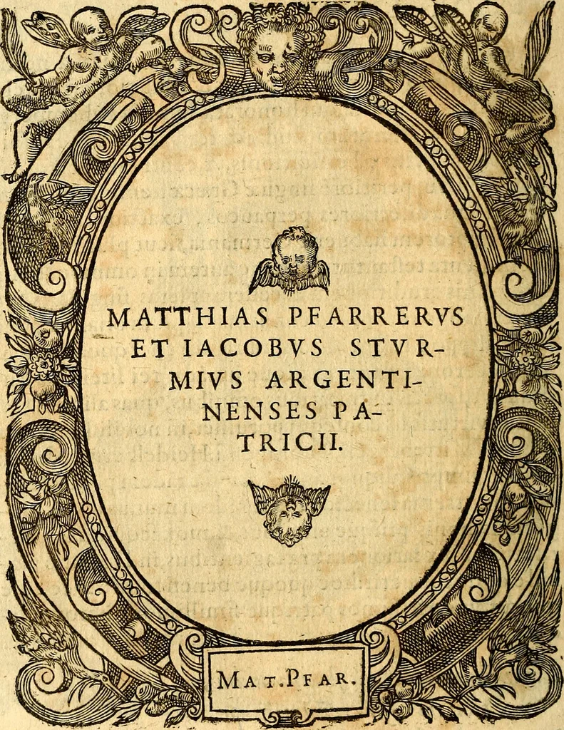 An illustration from Icones, id est verae imagines virorum doctrina simul et pietate illustrium, quorum praecipuè ministerio partim bonarum literarum studia sunt restituta, partim vera religio in variis orbis Christiani regionibus, nostra patrúmque memoria fuit instaurata: additis eorundem vitae & operae descriptionibus, quibus adiectae sunt nonnullae picturae quas emblemata vocant, 1580, leaf 53
