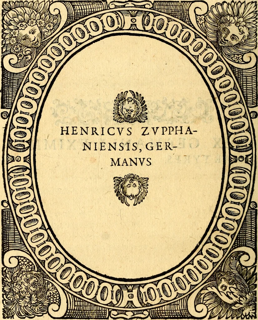 An illustration from Icones, id est verae imagines virorum doctrina simul et pietate illustrium, quorum praecipuè ministerio partim bonarum literarum studia sunt restituta, partim vera religio in variis orbis Christiani regionibus, nostra patrúmque memoria fuit instaurata: additis eorundem vitae & operae descriptionibus, quibus adiectae sunt nonnullae picturae quas emblemata vocant, 1580, leaf 87