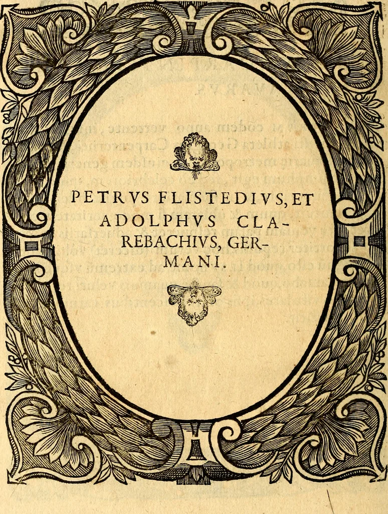 An illustration from Icones, id est verae imagines virorum doctrina simul et pietate illustrium, quorum praecipuè ministerio partim bonarum literarum studia sunt restituta, partim vera religio in variis orbis Christiani regionibus, nostra patrúmque memoria fuit instaurata: additis eorundem vitae & operae descriptionibus, quibus adiectae sunt nonnullae picturae quas emblemata vocant, 1580, leaf 95