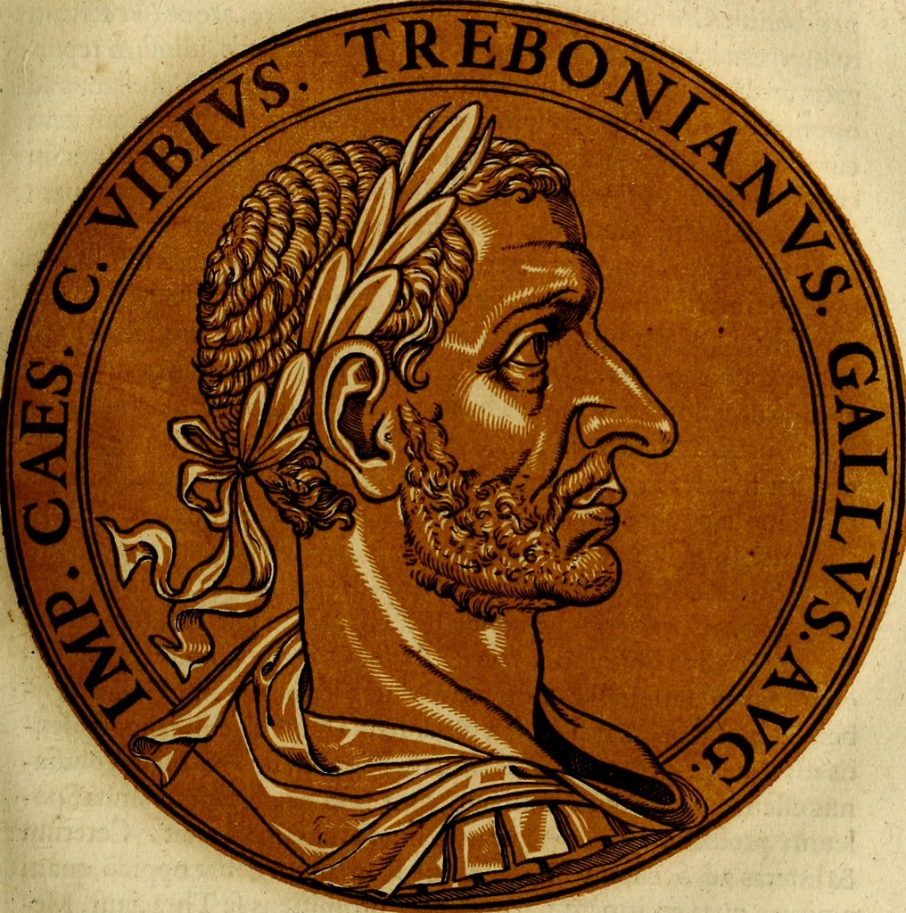 An illustration from Icones imperatorvm romanorvm, ex priscis numismatibus ad viuum delineatae, & breui narratione historicâ, 1645, leaf 104