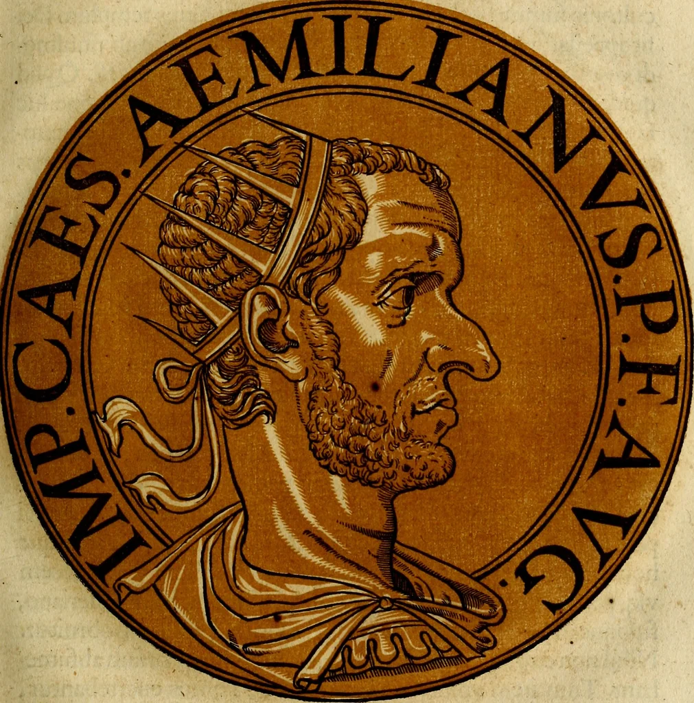 An illustration from Icones imperatorvm romanorvm, ex priscis numismatibus ad viuum delineatae, & breui narratione historicâ, 1645, leaf 108