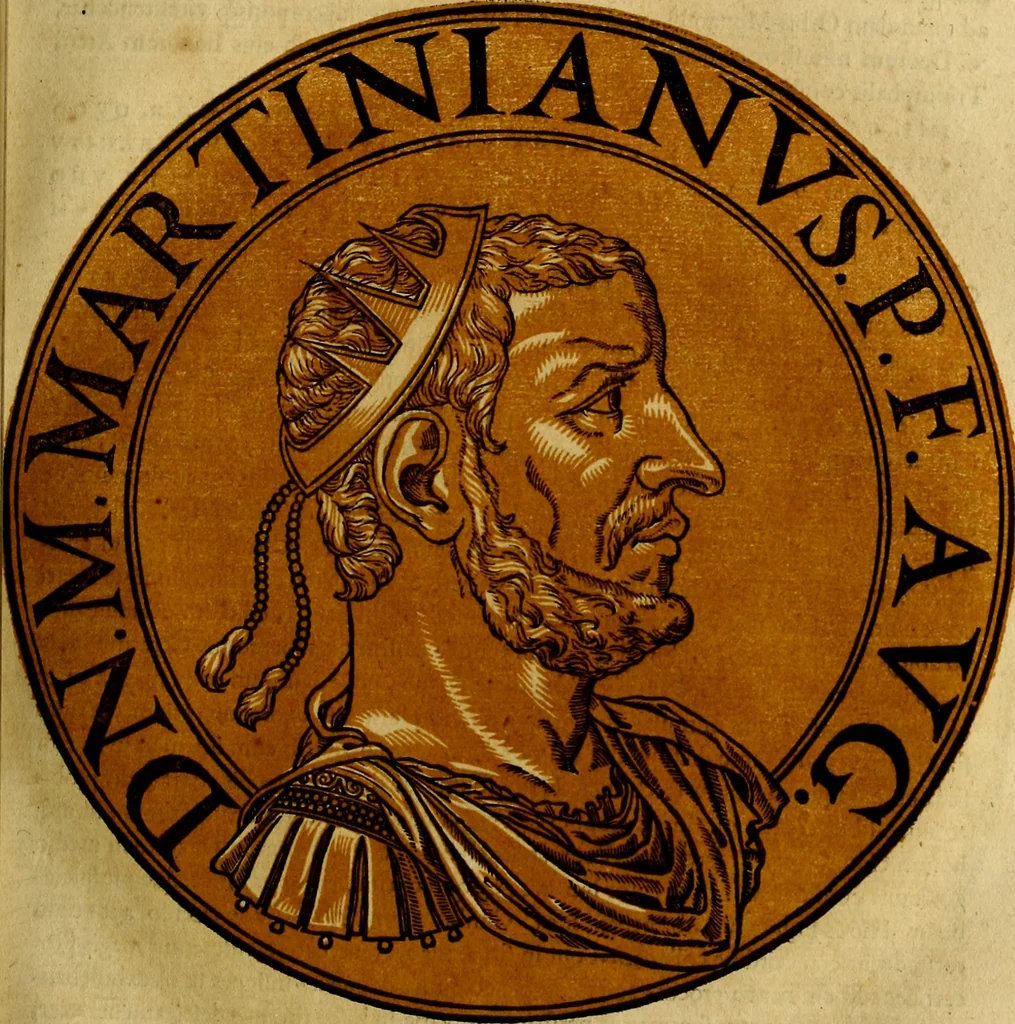 An illustration from Icones imperatorvm romanorvm, ex priscis numismatibus ad viuum delineatae, & breui narratione historicâ, 1645, leaf 152
