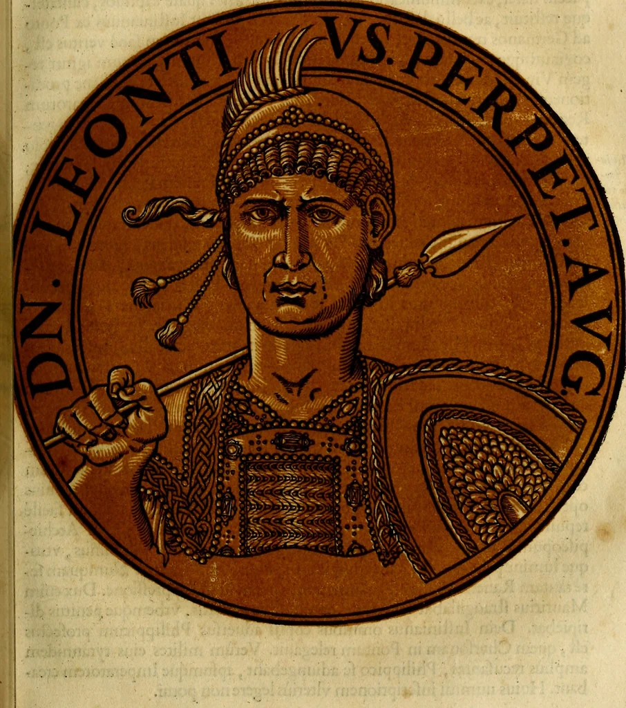An illustration from Icones imperatorvm romanorvm, ex priscis numismatibus ad viuum delineatae, & breui narratione historicâ, 1645, leaf 220