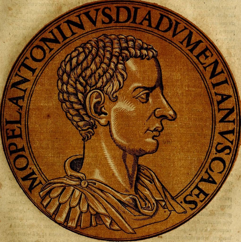 An illustration from Icones imperatorvm romanorvm, ex priscis numismatibus ad viuum delineatae, & breui narratione historicâ, 1645, leaf 76