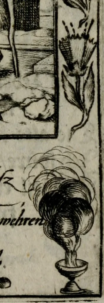 An illustration from Icones mortis : sexaginta imaginibus, totidemq[ue], 1648, leaf 100