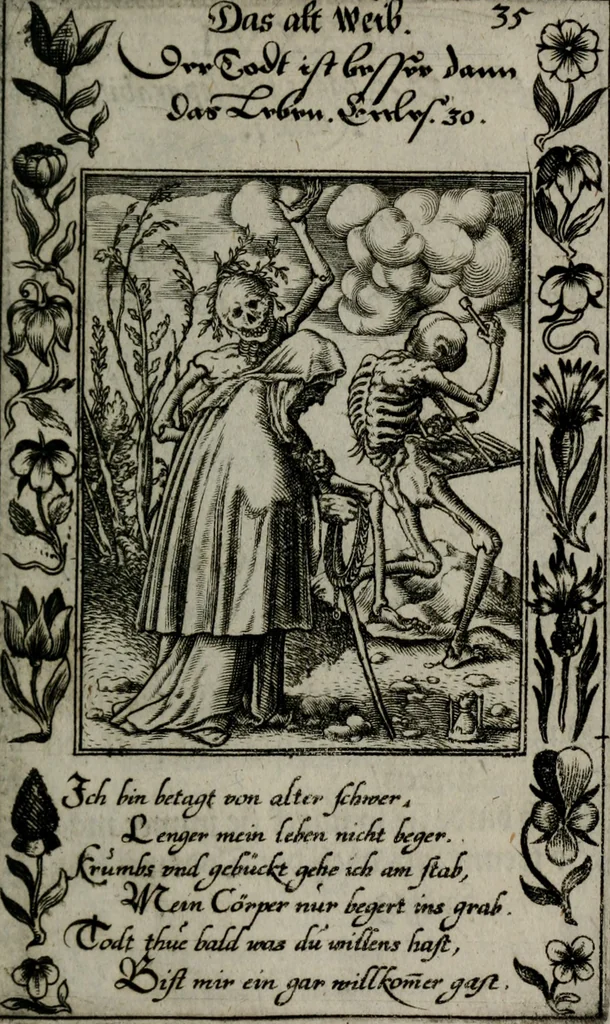 An illustration from Icones mortis : sexaginta imaginibus, totidemq[ue], 1648, leaf 102