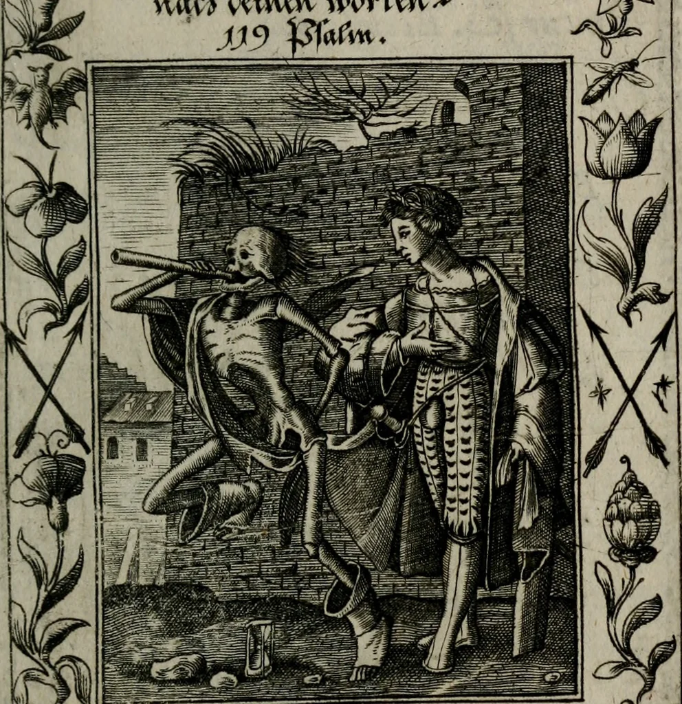 An illustration from Icones mortis : sexaginta imaginibus, totidemq[ue], 1648, leaf 114
