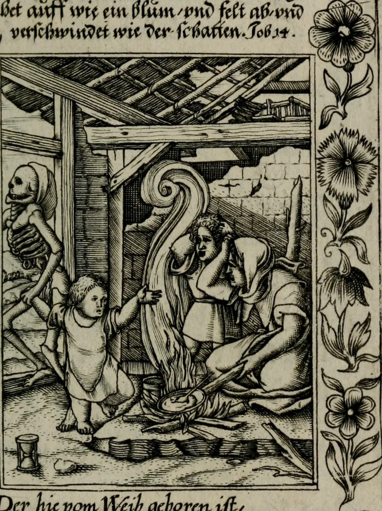 An illustration from Icones mortis : sexaginta imaginibus, totidemq[ue], 1648, leaf 118